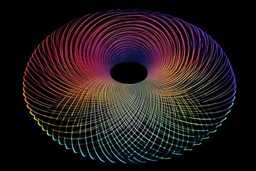 Wall Mural - abstract background illustration - colorful swirls and grid on black