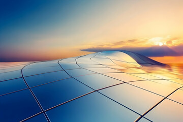 Wall Mural - 3d illustration, abstract background, sunset, sky, clouds, architecture, modern, tiles, design, geom