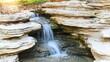 © creativeideh - Park waterfall rocks sunlight autumn serenity nature