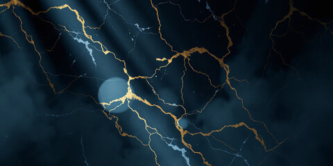 Wall Mural - opulent black-gold marble surface: bold veining and sleek texture