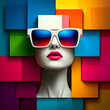 © Siasart Stock - 3D Illustration - Colorful Abstract Background with Sunglasses and Lips