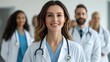 © Nat_Photo_AI - Confident healthcare professionals in white coats standing together in a modern medical facility smiling at the camera