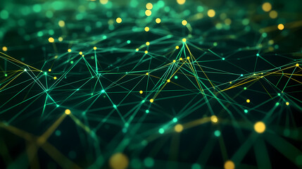 Green and yellow network pattern on dark background