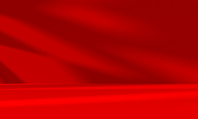 Wall Mural - wall interior background, studio and backdrops show products.with shadow from window color red backg