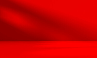 Wall Mural - wall interior background, studio and backdrops show products.with shadow from window color red backg
