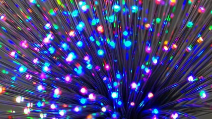 Aufkleber - Colorful fiber optic cables with glowing lights, abstract technology concept