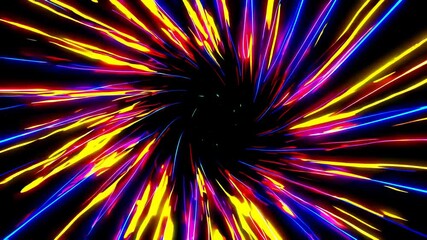 Aufkleber - Vibrant neon light bursts in tunnel with black center, dynamic energy. Futuristic art