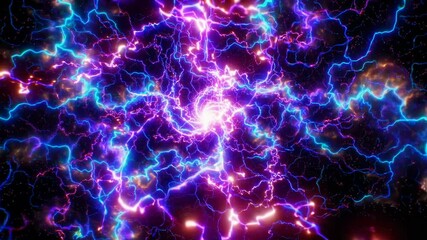 Aufkleber - Vibrant neon swirling vortex with electric lines in cosmic space, abstract energy art