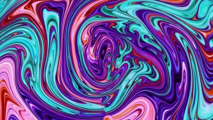 Poster - Vibrant swirling abstract pattern with pink, turquoise, and purple tones. Art concept