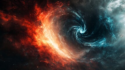 Wall Mural - fiery and icy cosmic spiral nebula in deep space