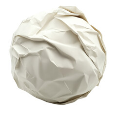 Wall Mural - Crumpled white paper ball sitting on a solid surface representing waste or creativity in office or artistic environments isolated on transparent background..