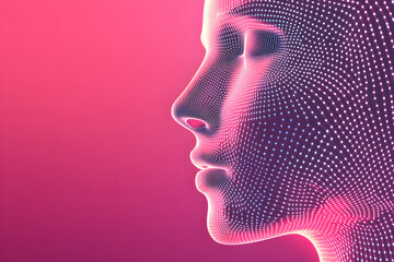 Wall Mural - futuristic holographic particle display, glowing particles and data flow concept illustration