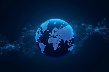 blue globe on blue background