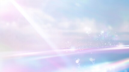Aufkleber - Soft light blue and white pastel background with sparkling bokeh, subtle glitter, and dreamy rainbow light effects. Abstract and ethereal backdrop for elegant and magical visual designs.
