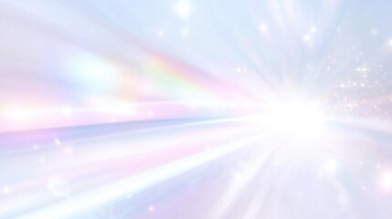 Aufkleber - Soft light blue and white pastel background with sparkling bokeh, subtle glitter, and dreamy rainbow light effects. Abstract and ethereal backdrop for elegant and magical visual designs.