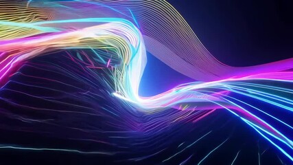 Colorful 3D Abstract Background with Fast Glowing Lines and Modern Animation