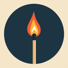 Wall Mural - Stylized Burning Match with Transparent Background