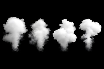 Wall Mural - set of blue clouds isolated on black background. collection of clouds.