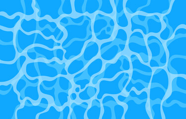 Wall Mural - Blue water texture background.Summer pool, ocean, sea, marine wave abstract background.Vector graphic illustration.