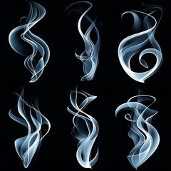 Wall Mural - smoke collection isolated on black background. smoke abstract background for design.