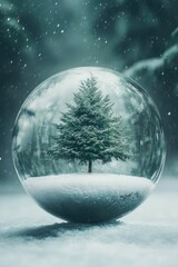 Wall Mural - snow globe with tree