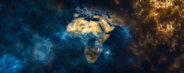 Wall Mural - africa and surrounding regions depicted within a cosmic nebula
