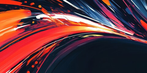 Wall Mural - vibrant strokes of color sweep across a dark background elegantly