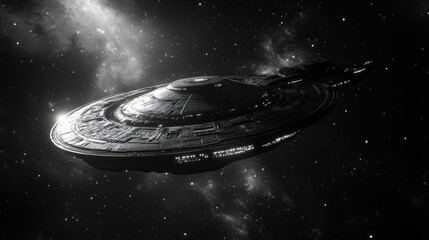 Wall Mural - space ship black and white