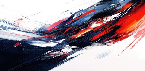 Wall Mural - abstract brushstrokes of red blue and black colors on white background