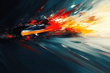 Wall Mural - abstract painting with colorful brushstrokes of various directions and sizes