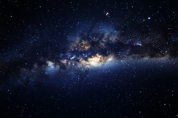 starry night sky with a galaxy in the background. The stars are scattered throughout the sky, creating a sense of depth and vastness. The image evokes a feeling of wonder
