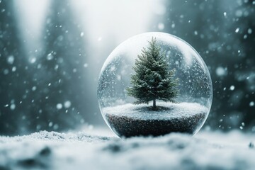 Wall Mural - snow globe tree scene