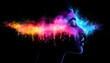 © Nur - Abstract face, colorful powder, profile view