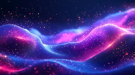 abstract dna double helix in digital space with glowing particles and neon light effects, symbolizin