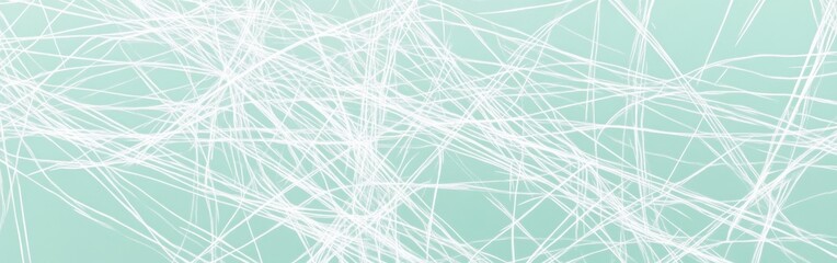 Poster - Minimalist pencil strokes create a soft pastel mint background with delicate white lines flowing across the surface