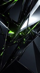 Poster - Futuristic abstract background with sharp lines and green accents creating a striking visual effect in a dark environment