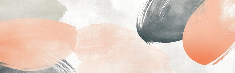 Wall Mural - smooth pastel strokes in soft peach and gray create a calming abstract artwork suitable for modern d