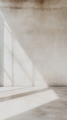 Poster - Minimalist concrete wall with neutral tones illuminated by natural light during late afternoon