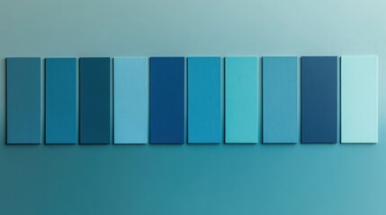 Aufkleber - Gradient of pencil strokes displayed in a row showcasing various shades from light to dark blue on a soft background