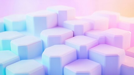 Wall Mural - hexagonal abstraction: a mesmerizing display of hexagonal forms, subtly lit with a pastel gradient, 