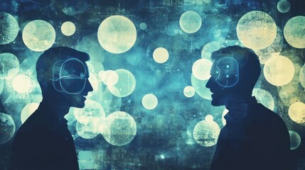 Wall Mural - a creative digital interface showing dialogue bubbles between a user and an ai.