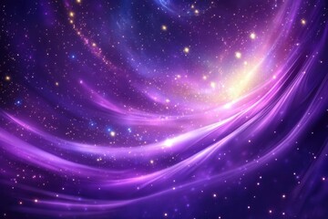 Wall Mural - shimmering cosmic nebula with swirling violet and teal galaxies, ethereal golden stardust particles dancing across a deep space backdrop, celestial magic