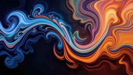 Wall Mural - Colorful Abstract Fluid Art With Dynamic Swirls And Vibrant Energy On A Dark Background