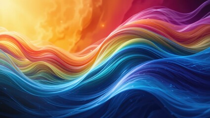 Wall Mural - Colorful Abstract Waves Flowing Under a Vibrant Sunset with Dynamic Gradient Design