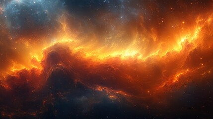 fiery nebula cosmic cloudscape, space, fiery texture, background, science fiction
