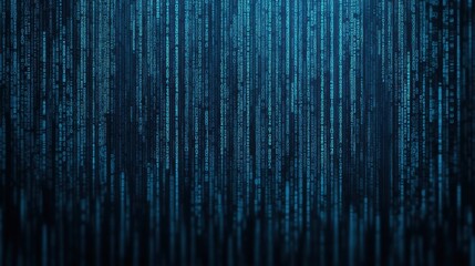 Abstract blue digital binary data stream background. Concept of data, technology, and coding.