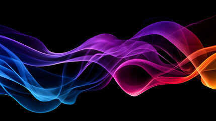 Wall Mural - abstract multicolored wave pattern against a black backdrop, creating a visually captivating and dyn