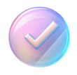 © Sagar - 3D pastel holographic checkmark icon isolated on a transparent background, PNG