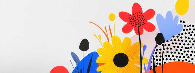 Wall Mural - a modern digital floral illustration with bold colors and abstract shapes, sprint flower