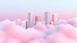 © siriwan - Pastel City Emerging from Pink Clouds A Dreamlike 3D Render